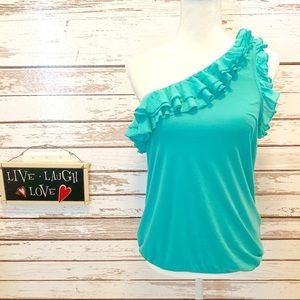 💥J. Crew one shoulder Ruffle top Size Small